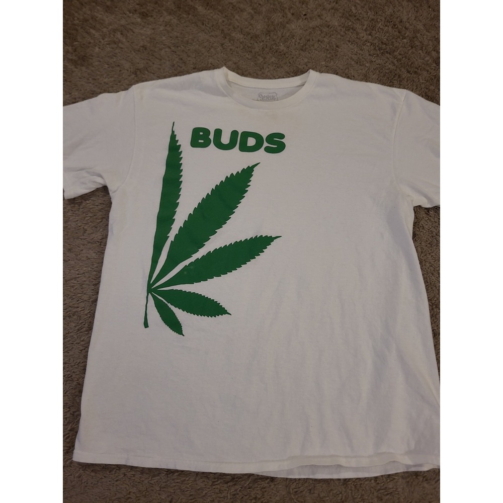 Vintage Spencer's Buds Marijuana Leaf Graphic T-Shirt White Size XL
